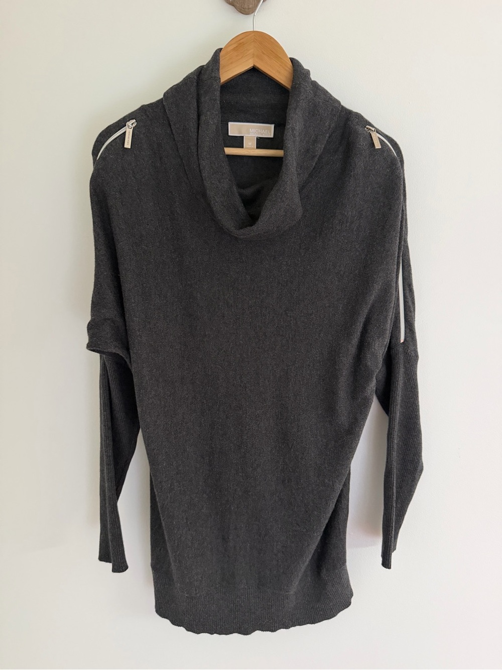 MICHAEL Michael Kors Cowl Neck Zip Detail Tunic Sweater M